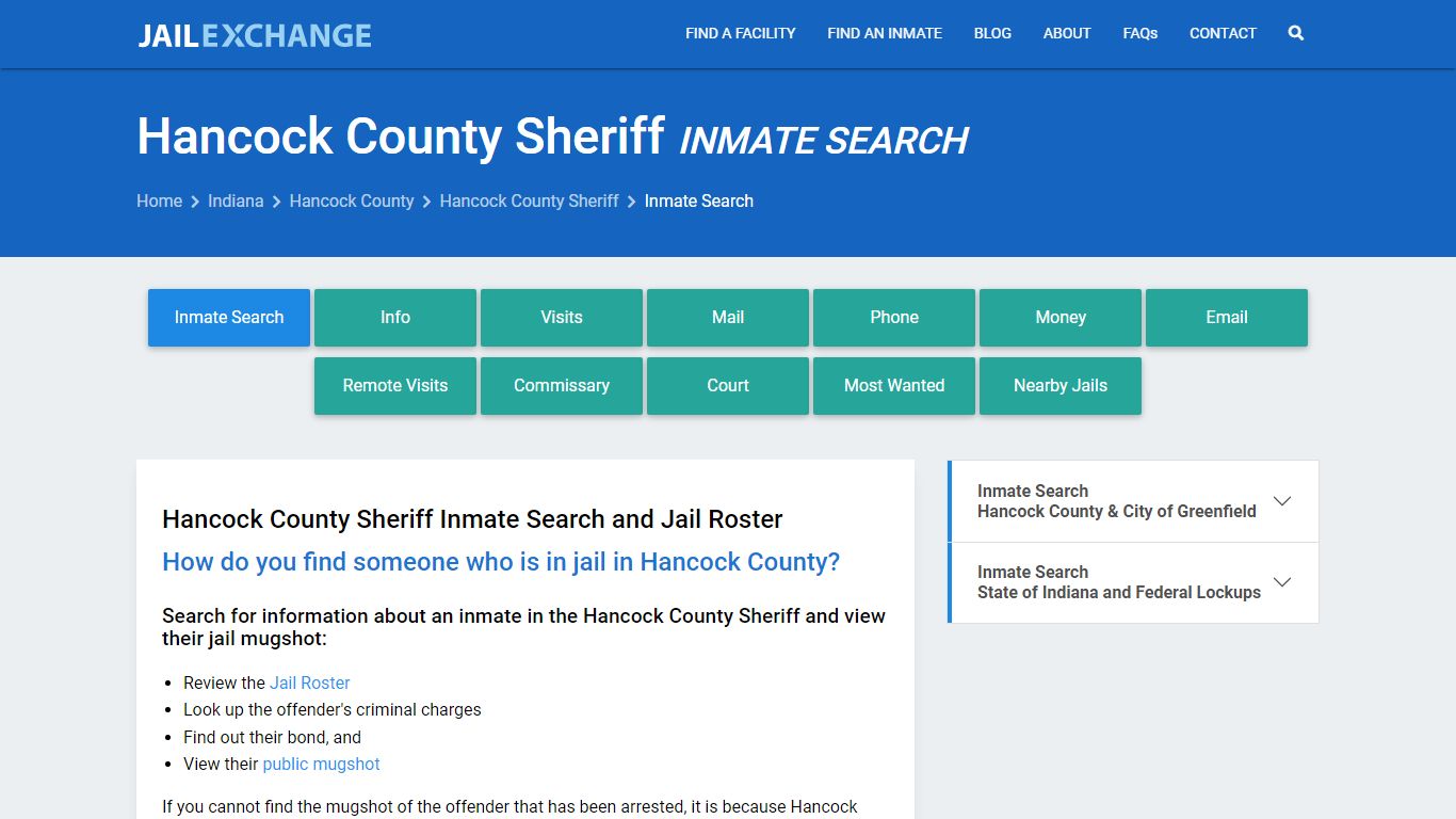 Hancock County Sheriff Inmate Search - Jail Exchange